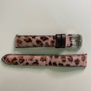 Authentic Michele watch band, animal fur print. Made in USA. Genuine leather